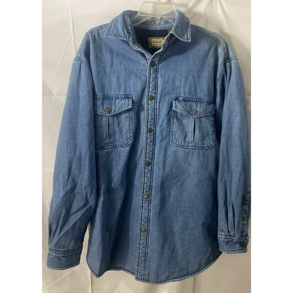 C. E. Schmidt Workwear Fleece Lined Denim Shirt‎ Shacket Medium Grunge